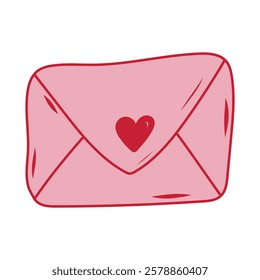 Love letter envelope with heart design in playful pink color for romantic occasions and celebrations