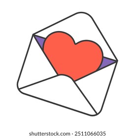 Love letter envelope with heart icon flat vector illustration romantic love message symbol paper letter with heart