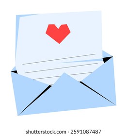 Love Letter In Envelope With Heart Symbol In Flat Vector Illustration Symbolizing Romance, Affection, And Sentimental Communication, Isolated On White Background