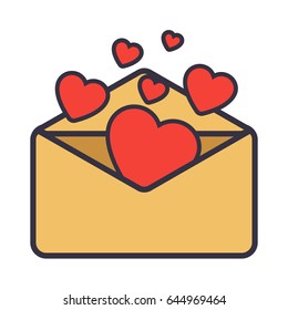 Love letter. Envelope with heart. Vector flat illustration
