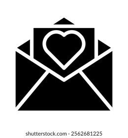 Love letter in envelope icon. Concept of romance, valentine, and affection.