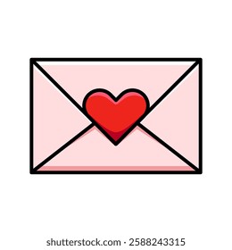 Love Letter Envelope Icon, Heart Symbol for Valentine’s Day, Affection, and Relationship Communication