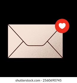 love letter envelope notification Valentines day minimal love letter vector illustration..