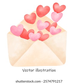 love letter envelope overflowing with hearts , love letter and hearts for banners, cards
