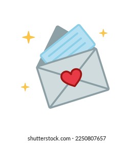 Love Letter envelope sent by mail for messages of love. Valentines day icon. Vector illustration in doodle, hand drawn style. Love correspondence concept.