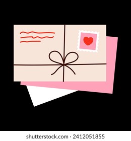 love letter envelope Valentines day minimal love letter vector illustration..