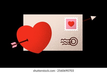 love letter envelope Valentines day minimal love letter vector illustration..