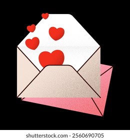 love letter envelope Valentines day minimal love letter vector illustration..