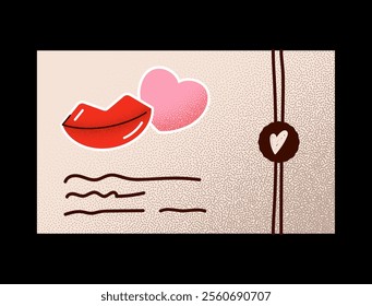 love letter envelope Valentines day minimal love letter vector illustration..