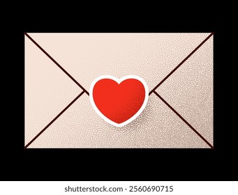 love letter envelope Valentines day minimal love letter vector illustration..