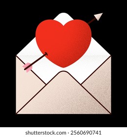 love letter envelope Valentines day minimal love letter vector illustration..