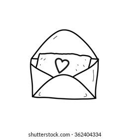 Love letter envelope valentines heart doodle hand drawn