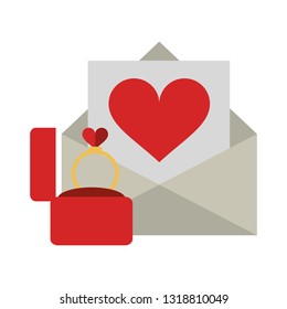 love letter envelope and wedding ring