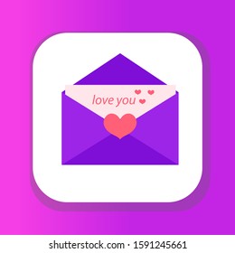 Love letter, flat design. Isolated on white background. Vector illustration, clip art