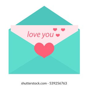 Love letter, flat design. Isolated on white background. Vector illustration, clip art
