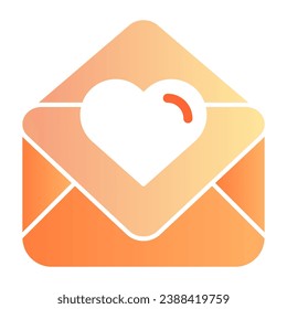 Love letter flat icon. Valentine card color icons in trendy flat style. Envelope with heart gradient style design, designed for web and app. Eps 10