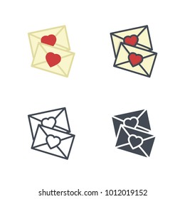 Love letter flat line icon