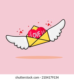 love letter flying with wings Illustration