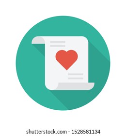 love letter glyph flat vector icon