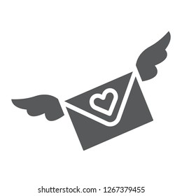 Love letter glyph icon, message and envelope, love email sign, vector graphics, a solid pattern on a white background, eps 10.