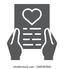 Love letter glyph icon, valentine and holiday, love envelope sign, vector graphics, a solid pattern on a white background, eps 10