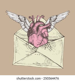 Love letter. Hand drawn vector illustration.
