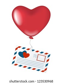 Love letter with heart balloon