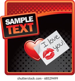 love letter and heart red and black halftone template