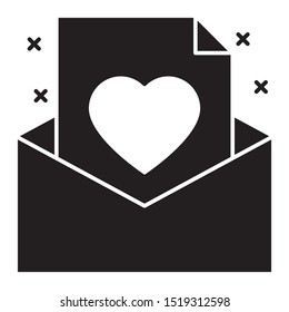 Love Letter Hearth with Envelope Vector Icon design