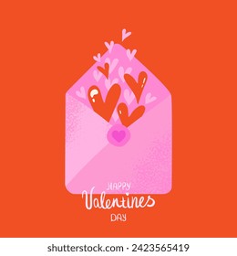 love letter with hearts flying out. Valentine's Day card. valentine illustration
