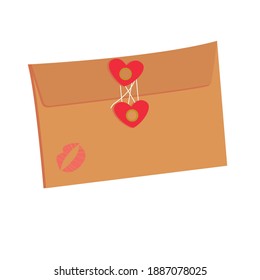 
love letter with hearts and kiss. wrapping gifts for Valentine's day. stock vector illustration on a white background.