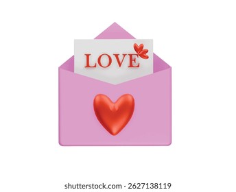 love letter icon 3d illustration render