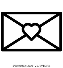 love letter icon with black outline style