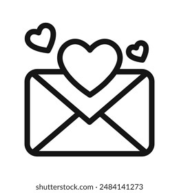 Love letter icon black and white vector sign