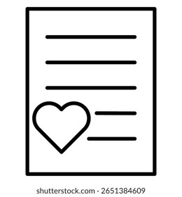 Love letter icon Black and white outline flat sign vector
