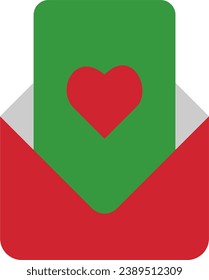 love letter icon in christmas package with flat style