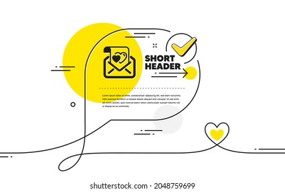 Liebes-Brief-Symbol. Markierungsblase für kontinuierliche Linie. Valentinschild. Symbol für mehrere Beziehungen. Liebes-Brief-Symbol im Chat-Kommentar. Sprich mit Herzensbanner. Vektorgrafik