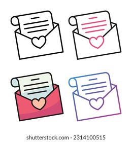 Love letter icon design in four variation color