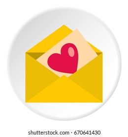 Love letter icon in flat circle isolated vector illustration for web