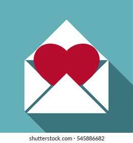 Love letter icon. Flat illustration of love letter vector icon for web