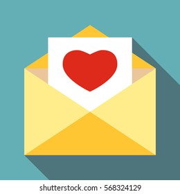 Love letter icon. Flat illustration of love letter vector icon for web design