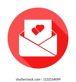 love letter icon in Flat, Long shadow