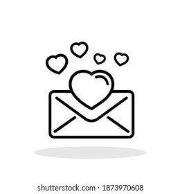 Love letter icon in flat style. Love mail symbol for your web site design, logo, app, UI Vector EPS 10.