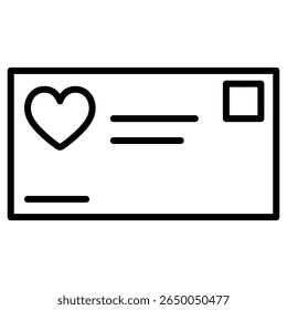 love letter icon flat thin outline art logo