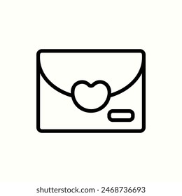 love letter icon, isolated light outline icon
