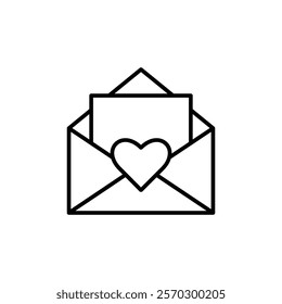 Love letter icon isolated on white background. Linear style sign for mobile concept and web design. Love letter symbol logo illustration.