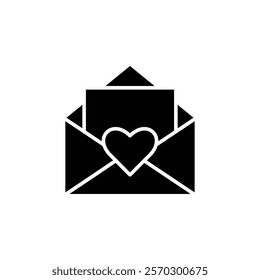 Love letter icon isolated on white background. Love letter symbol logo illustration for valentine concept.
