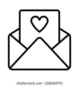 Love Letter Icon. Line Art Style Design Isolated On White Background