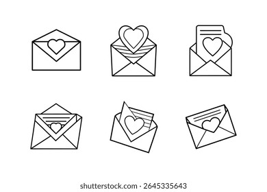 love letter icon line art vector illustration