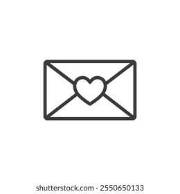 Love letter, icon in line design. Love, letter, heart, envelope, romance, message, mail on white background vector. Love letter editable stroke icon